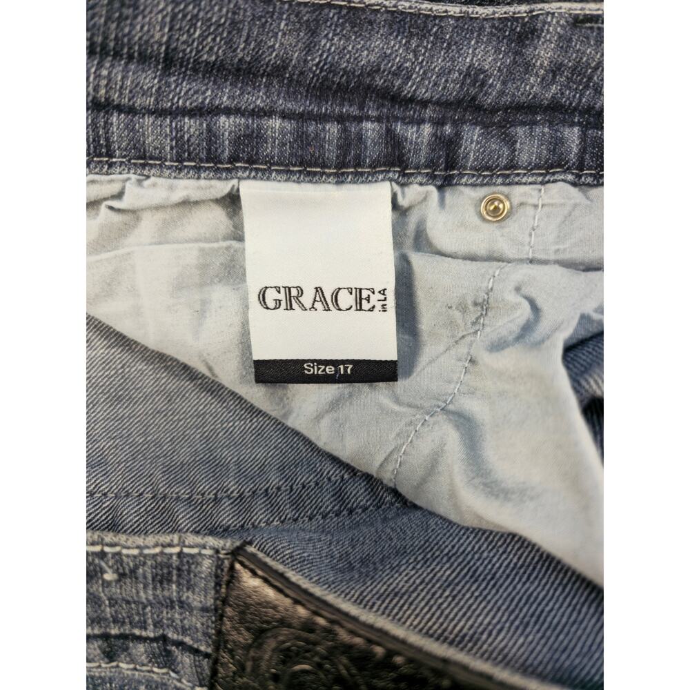 Grace in LA Size 17 Womens Bootcut Stretch Jeans Rhinestone Embellished Pockets - Picture 12 of 13